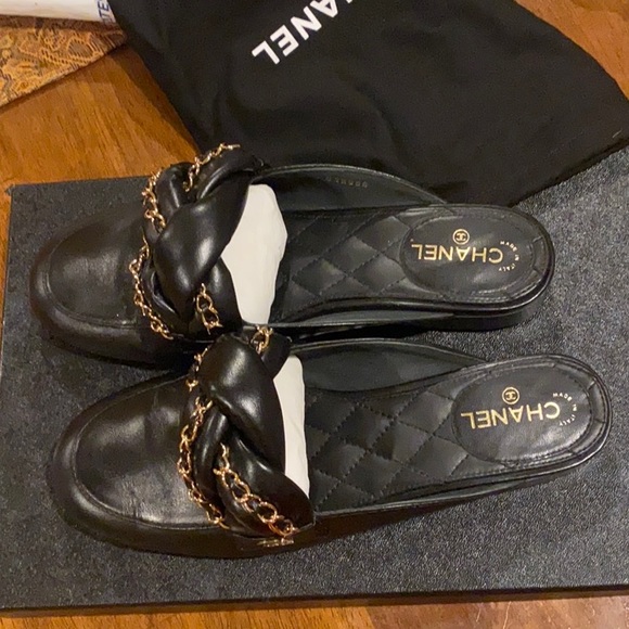 Chanel Black Braided Mules Loafer Slip on 6 RARE - Picture 11 of 15